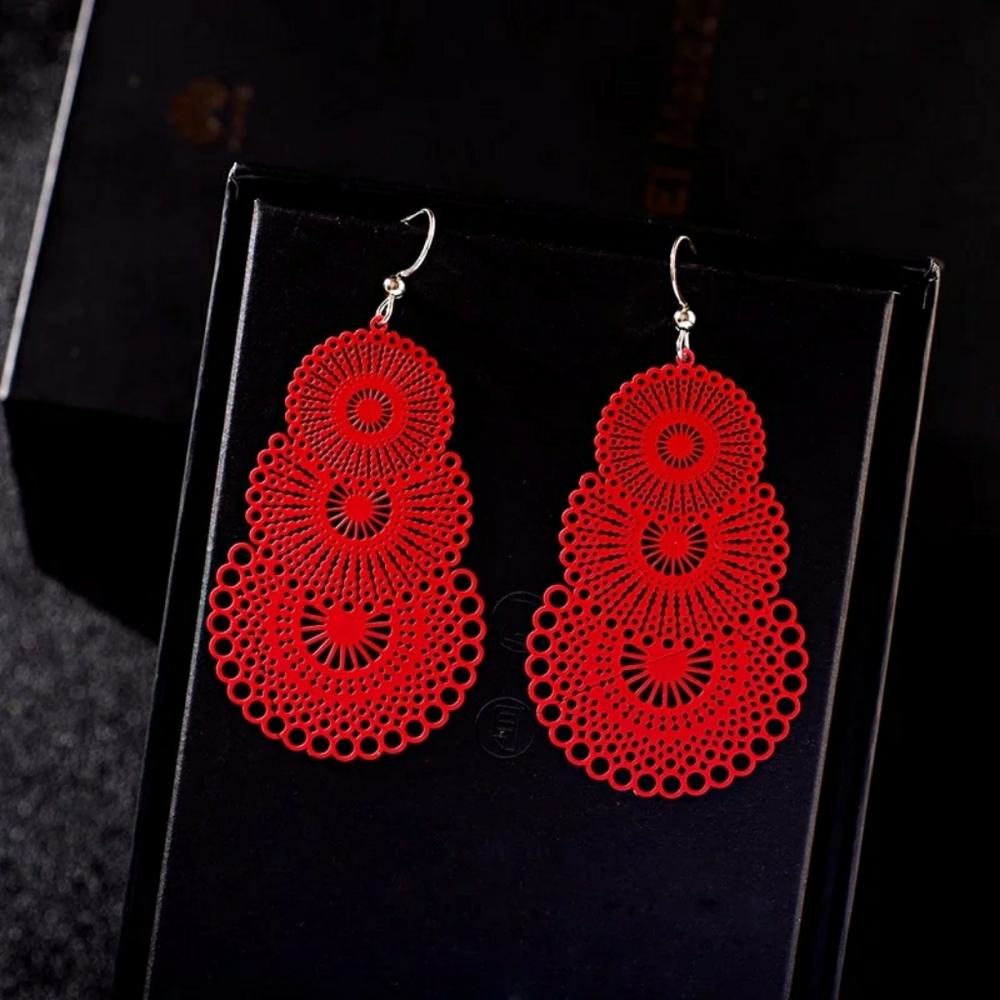 B2G1 Colorful Bohemian Hollow Paper Cut Earrings